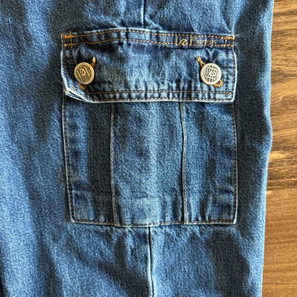 l.e.i. Y2K Cargo Flare Dark Wash Denim Juniors' 3 - Picture 10 of 12